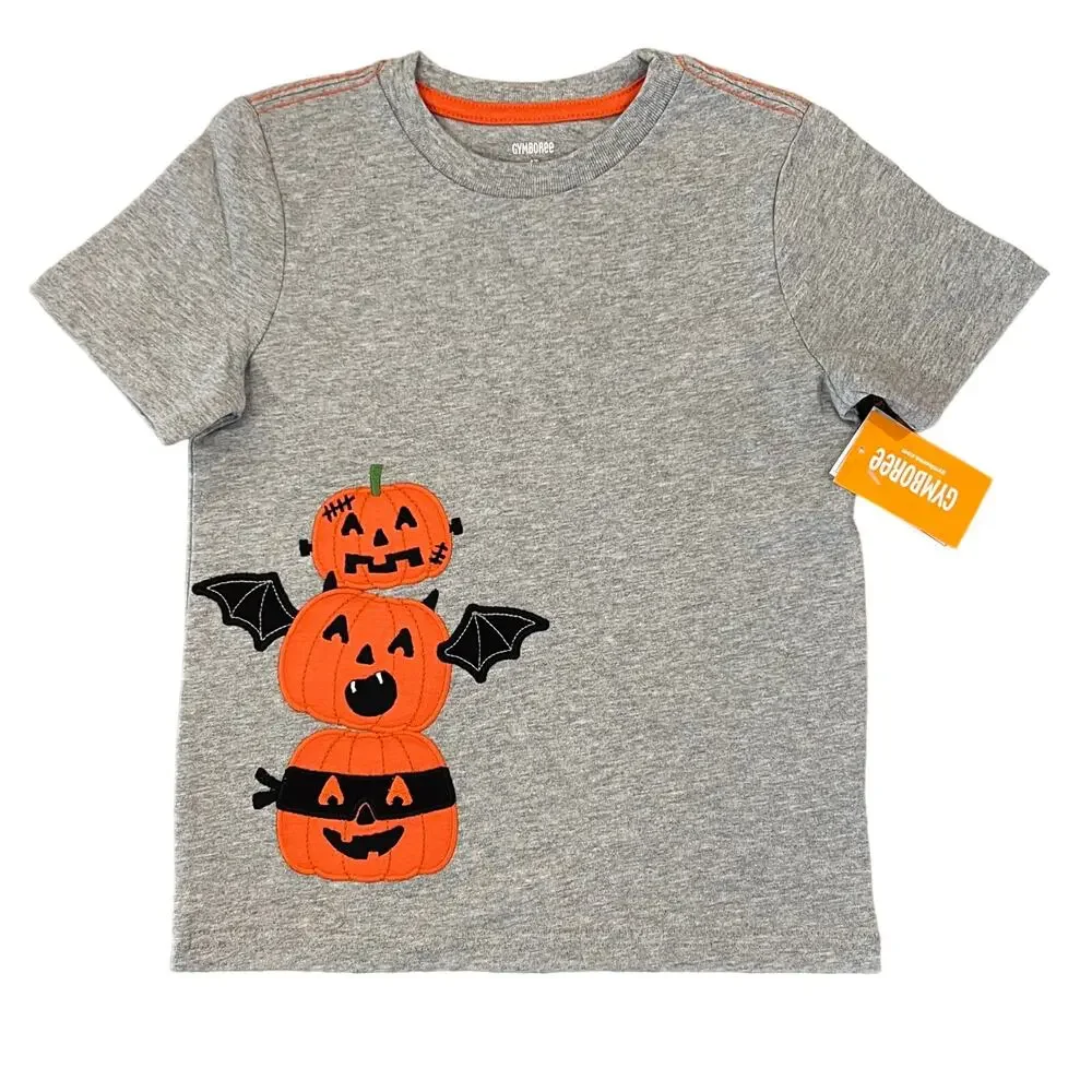 *NWT Gymboree Boys Grey & Orange Halloween Pumpkin Top